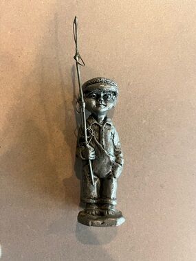 Pewter Fisherboy Figurine Home Art Décor